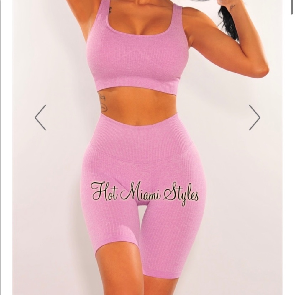 Ribbed Seamless Biker Short Set NWT